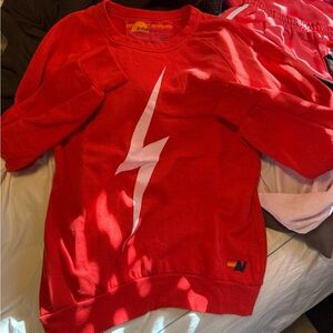 Aviator Nation Red Lightning Bolt Sweatshirt
